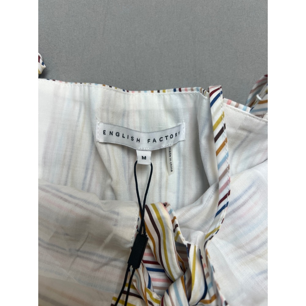 English Factory Multi Color Stripe High Low Tiered Tie Front top Medium NWT - Picture 3 of 6